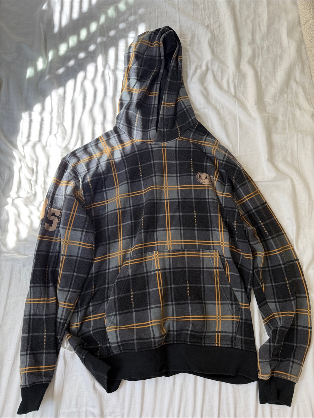 Jordan Men's Black & Yellow Plaid Hoodie